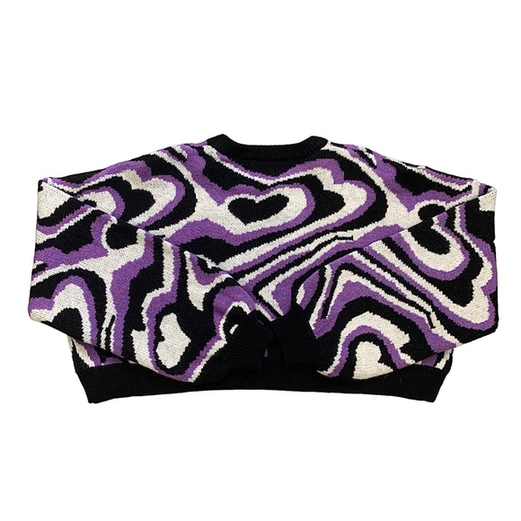 yesstyle 'alfie' purple print cropped sweater ♡ - Picture 2 of 4